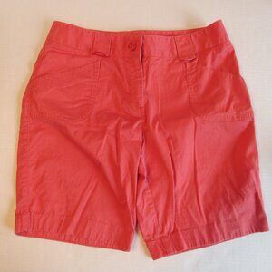 Rafella Mid Rise Easy Stretch Shorts Pockets Coral Size 10